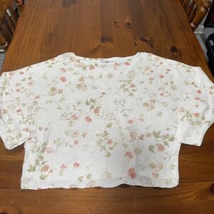 Anna Melani Made In Italy White Floral Knit Crewneck Sweater Size Large